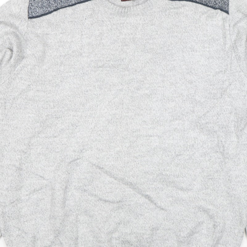 Additional view of Poltex men’s grey crew neck knit jumper, size L