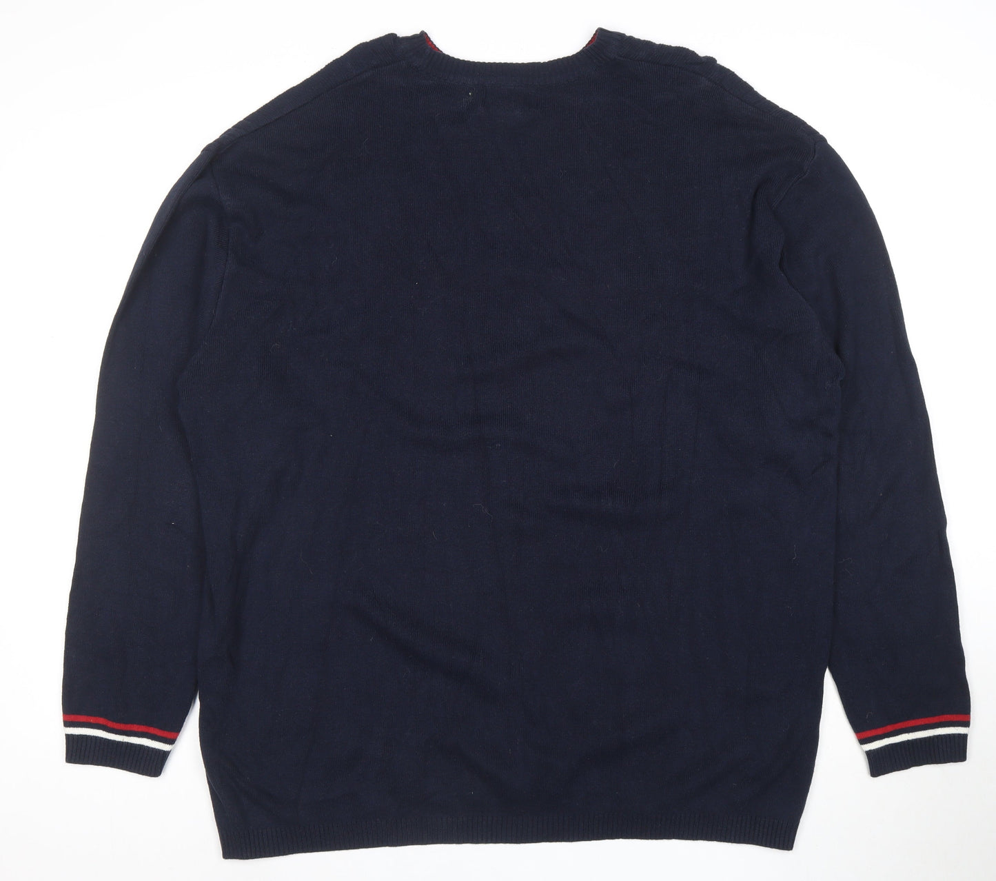 RAG Men's Blue XL Cotton Crew Neck Pullover Jumper