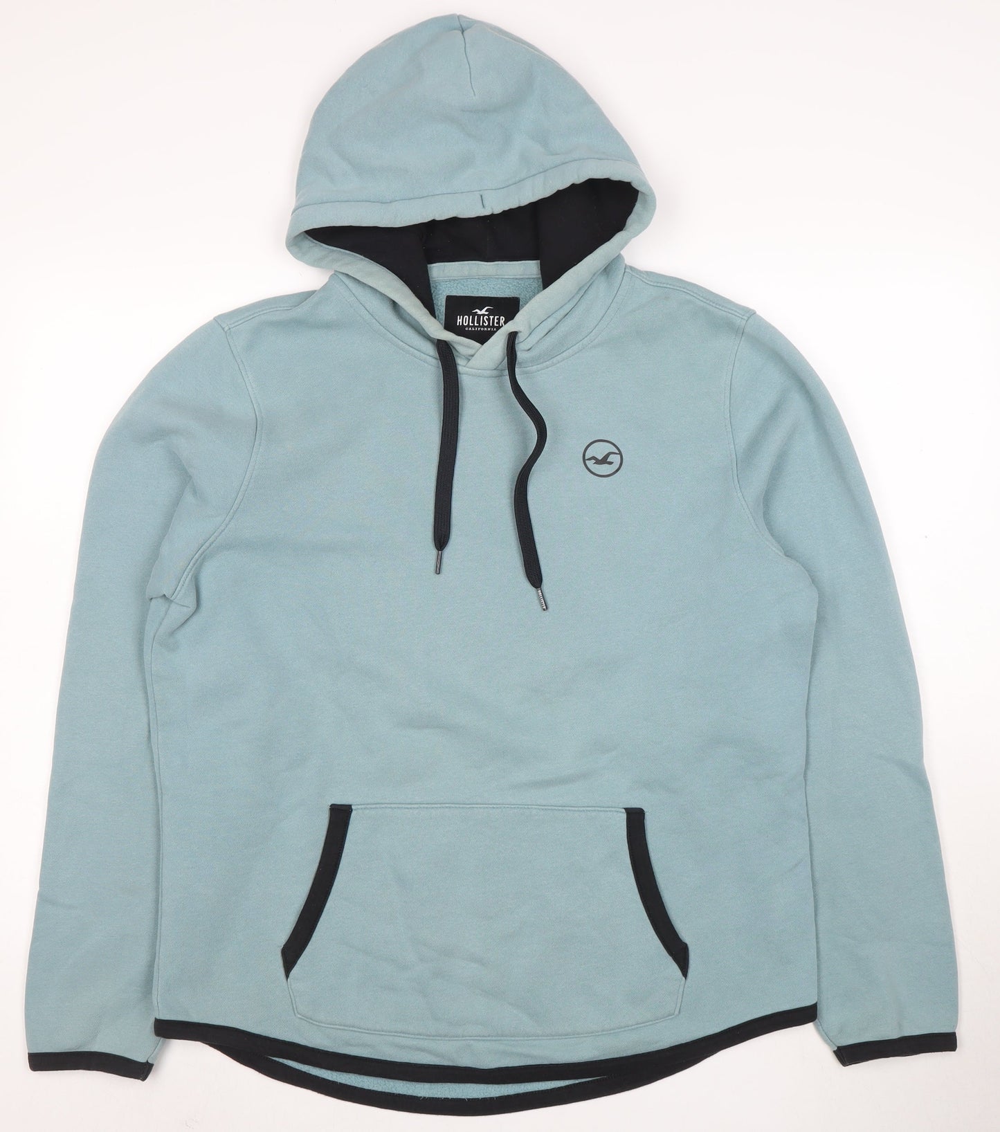 Hollister Women Blue Hoodie L Pullover Cotton Casual