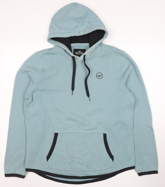 Hollister Women Blue Hoodie L Pullover Cotton Casual
