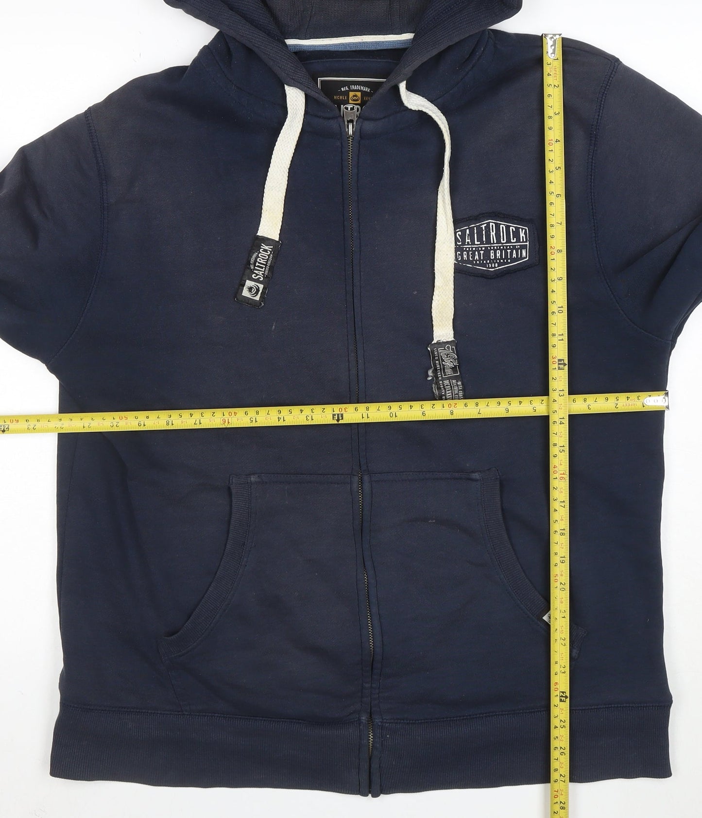 Saltrock Mens Blue Full Zip Hoodie L Cotton Blend Fleece Outdoor