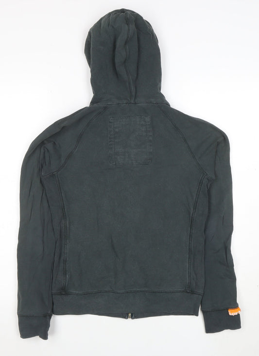 Superdry Womens Black Small Full Zip Hoodie Cotton Blend