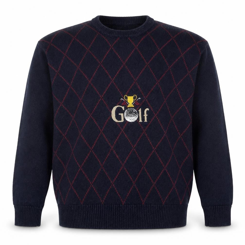 Harbour Classics Men's Blue Argyle Golf Knit Pullover Jumper M