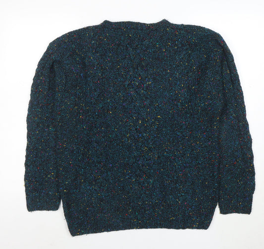 SKYR Men's Blue Cable-Knit Wool Blend Pullover Jumper XS