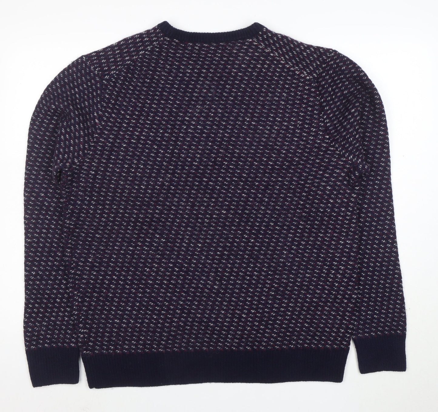Black Brown 1826 Men's Blue Wool Blend Geometric Pullover Jumper XL
