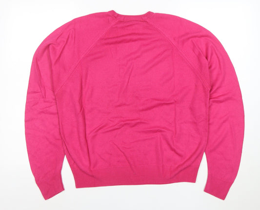 Marks and Spencer Women’s Pink Acrylic Crew Neck Jumper Size 16