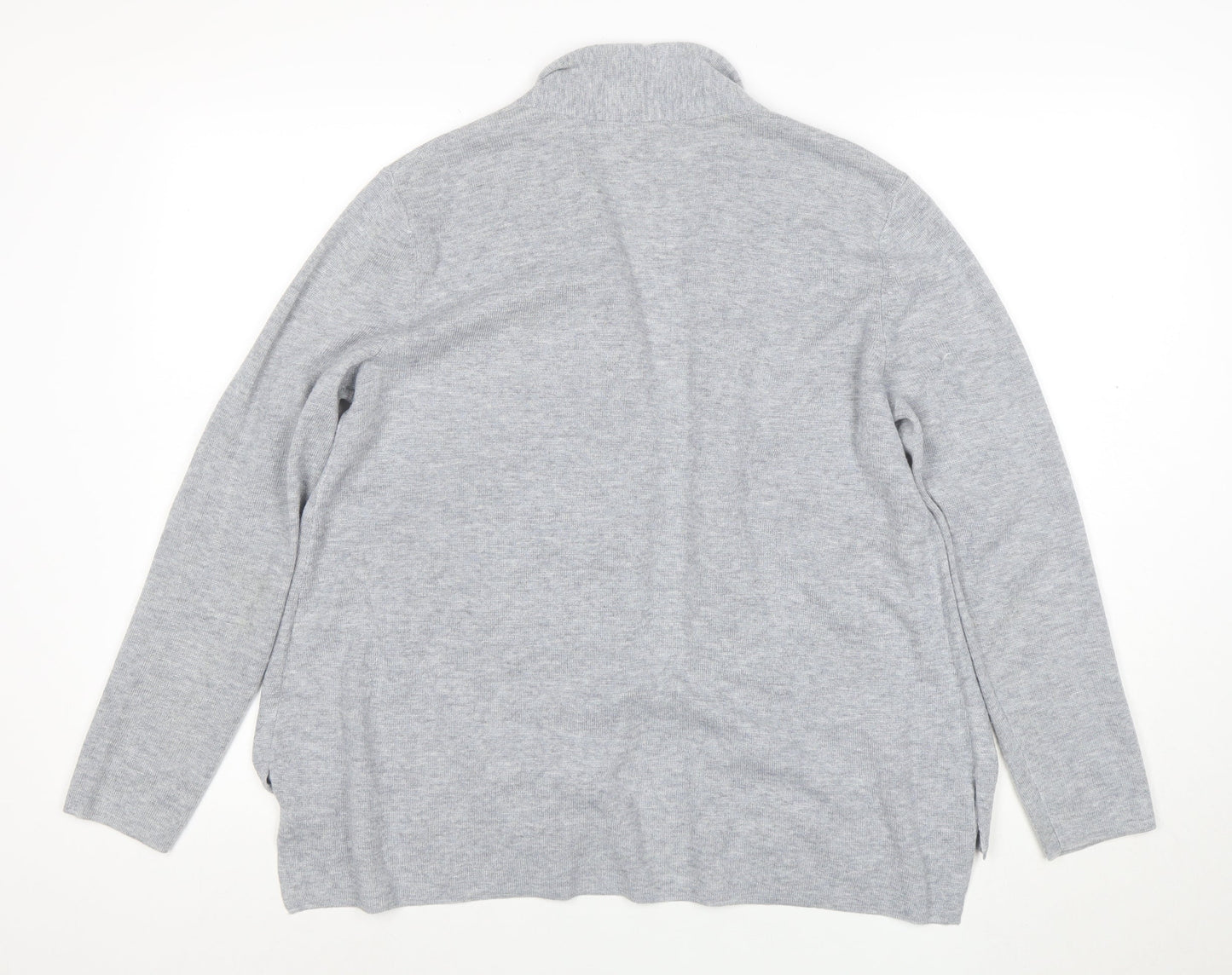 John Lewis Womens Grey Long Sleeve Open Knit Cardigan Size 12