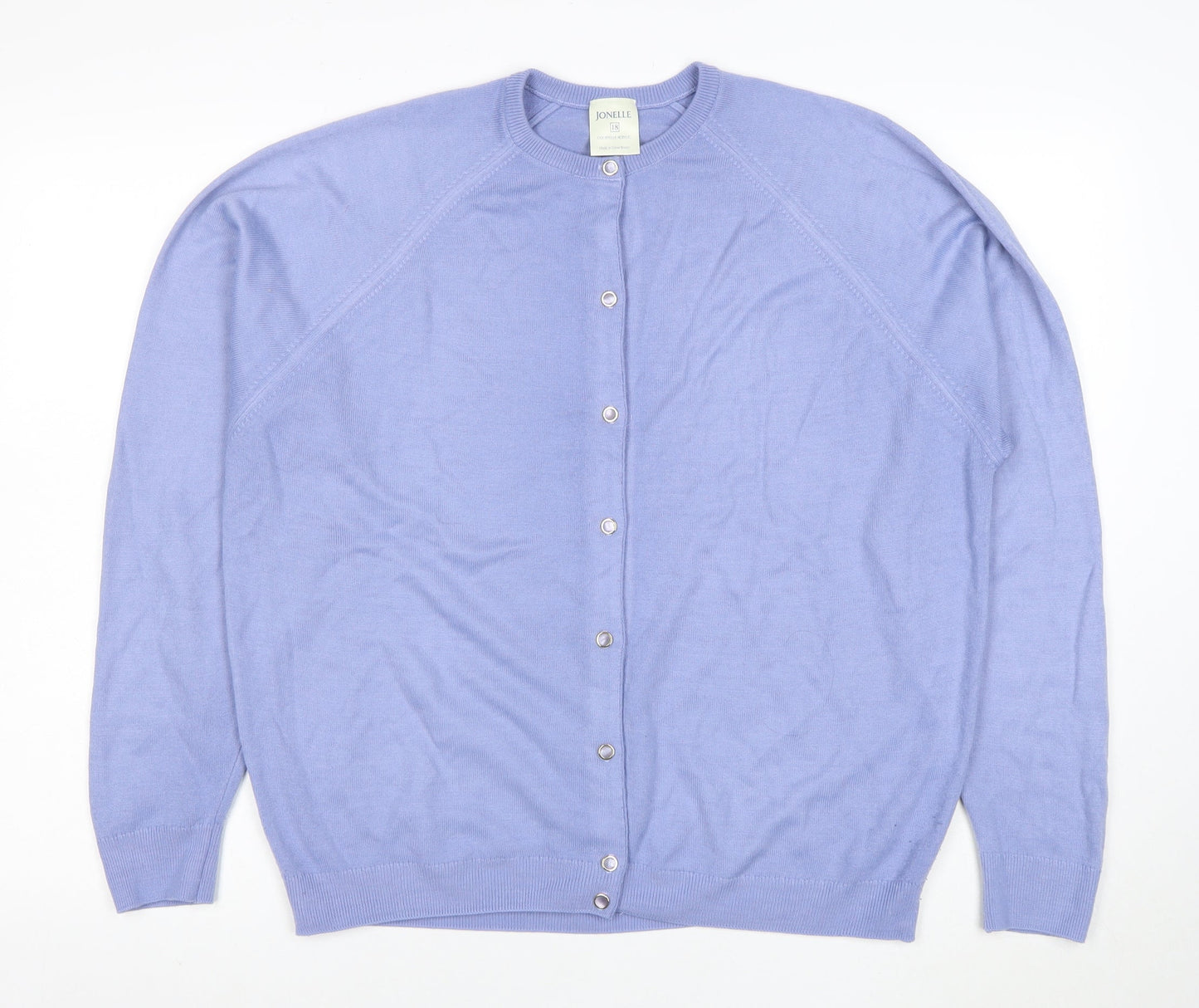 Jonelle Women's Blue Acrylic Crew Neck Cardigan Size 18