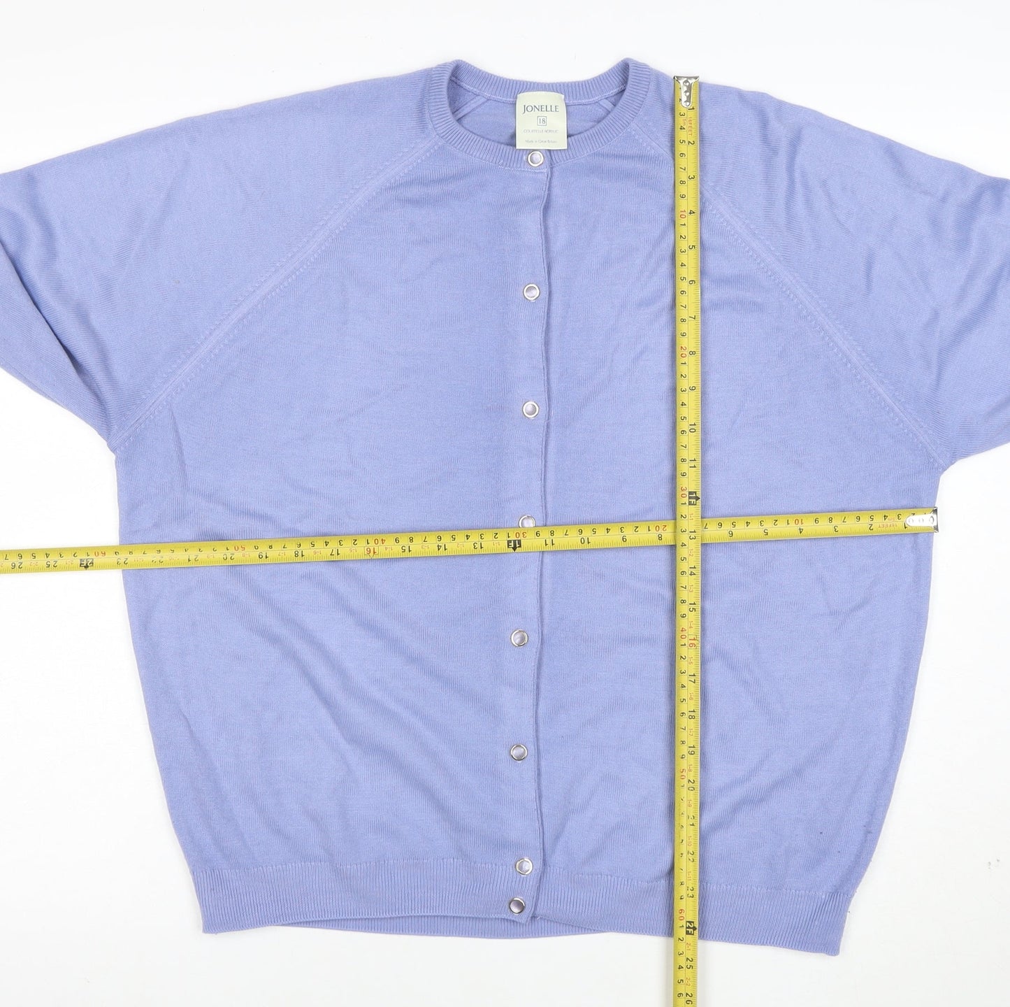 Jonelle Women's Blue Acrylic Crew Neck Cardigan Size 18