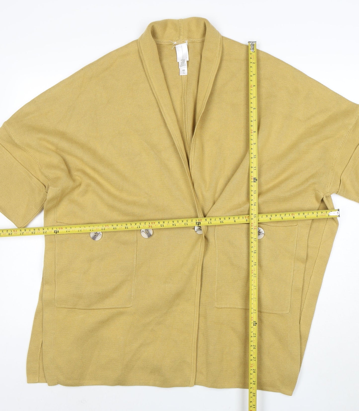 Marla Wynne Women's Beige Short Sleeve Open Cardigan XS