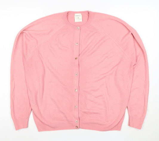 Jonelle Womens Pink Acrylic Button Cardigan Size 18 Classic Knit