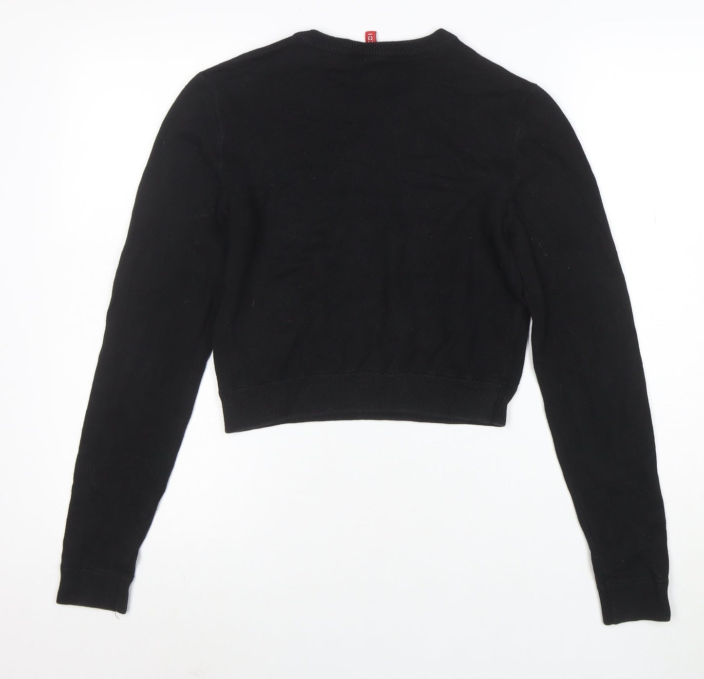 H&M Divided Womens Black XS Knit Pullover Jumper Crew Neck 'Lazy Monday Daze'