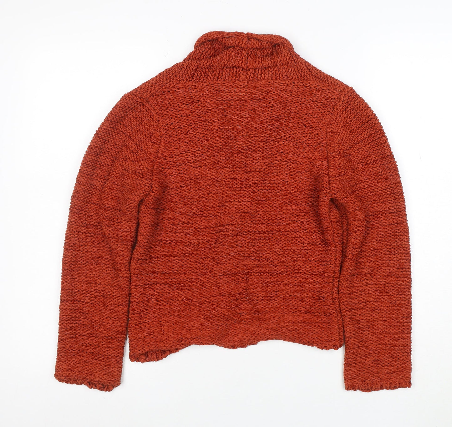 Minuet Women’s Orange Chunky Knit Cardigan UK 8 V-Neck Long Sleeve