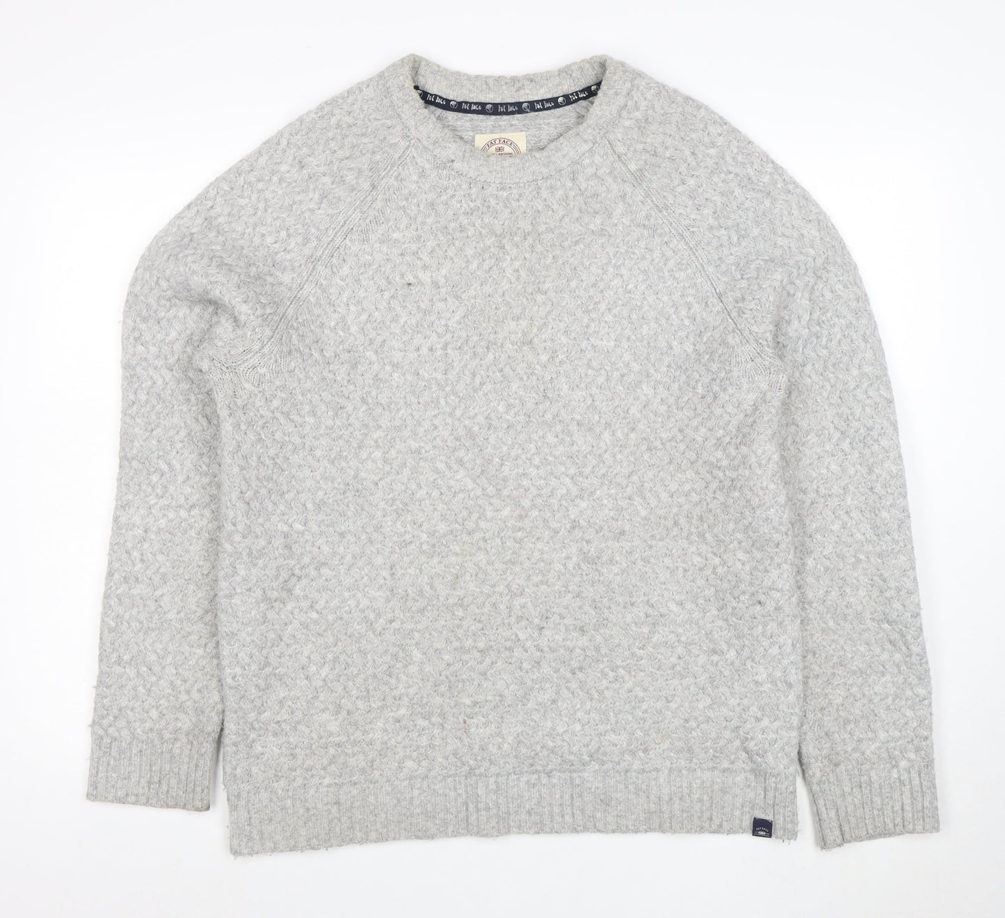 Fat Face Men's Grey Wool Blend Crew Neck Jumper Size L