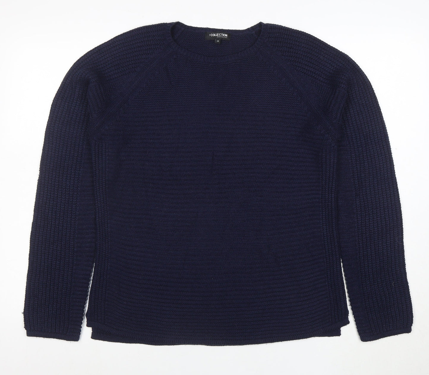 Debenhams Women Blue Cotton Chunky Knit Crew Neck Jumper Size 14