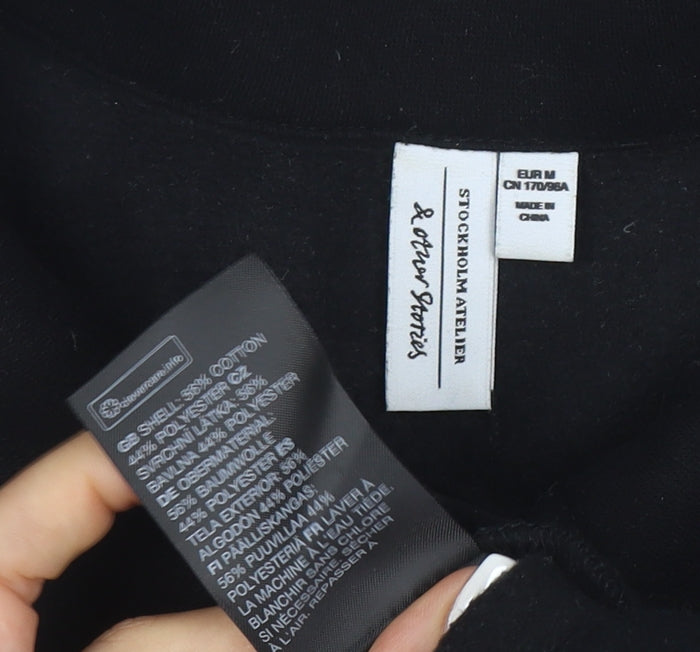 & Other Stories Women Black Henley Sweatshirt Size 12 Cotton Blend