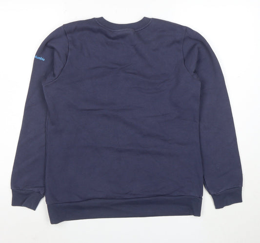 Columbia Women Navy Blue M Pullover Sweatshirt Crew Neck Cotton Blend