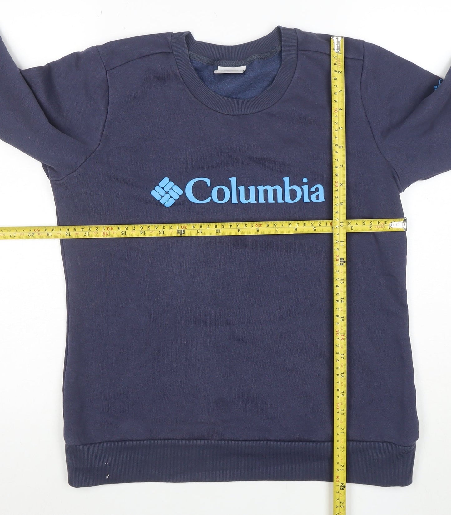Columbia Women Navy Blue M Pullover Sweatshirt Crew Neck Cotton Blend