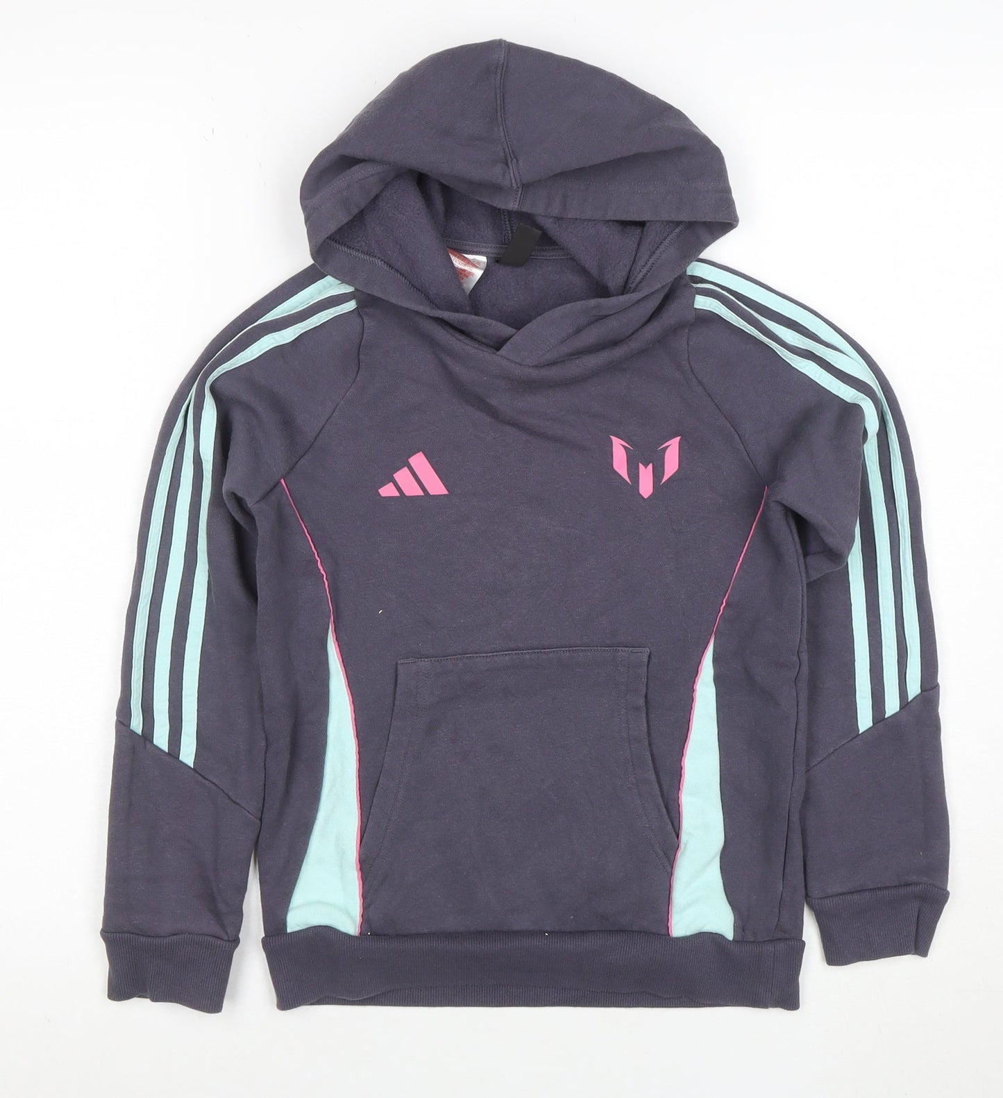 Adidas Boys Navy Blue Messi Hoodie 10 Years Pullover Hooded Sweatshirt