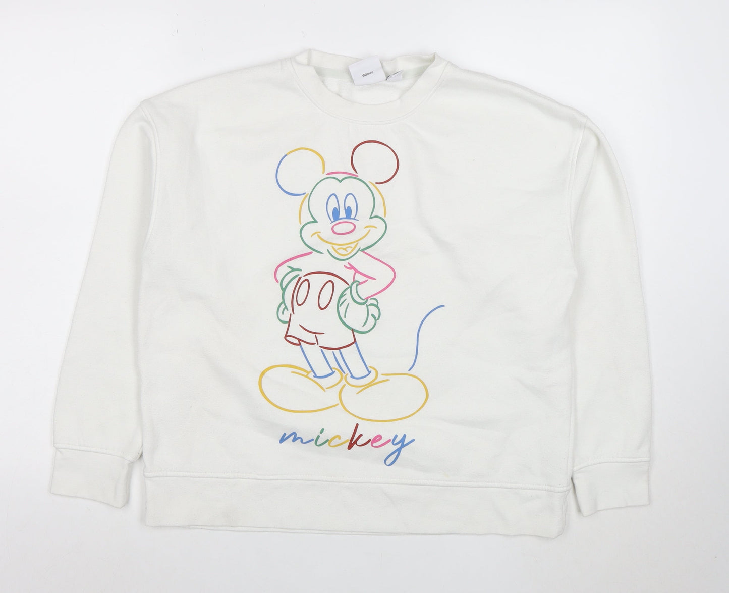 Disney Women’s White Mickey Mouse Sweatshirt Size S Crew Neck Pullover