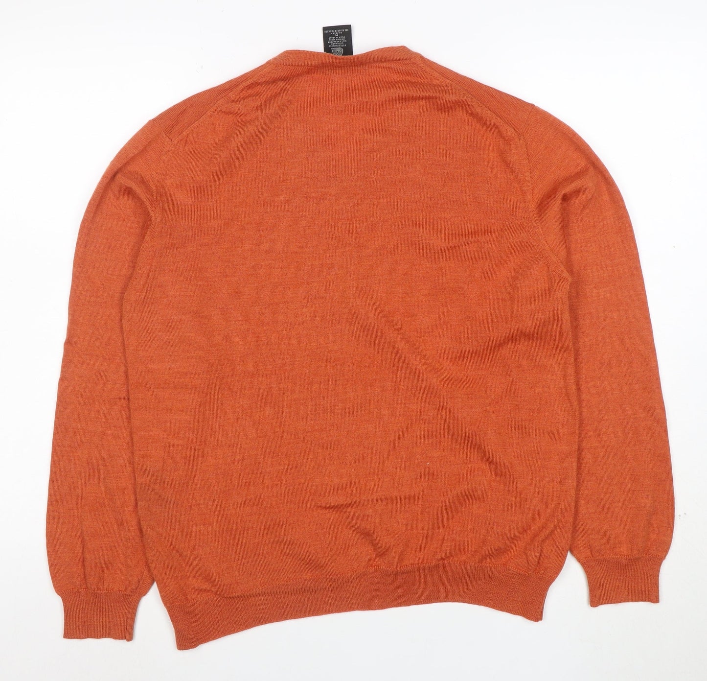 Marco Fiori Men's Orange Merino Wool V-Neck Jumper M