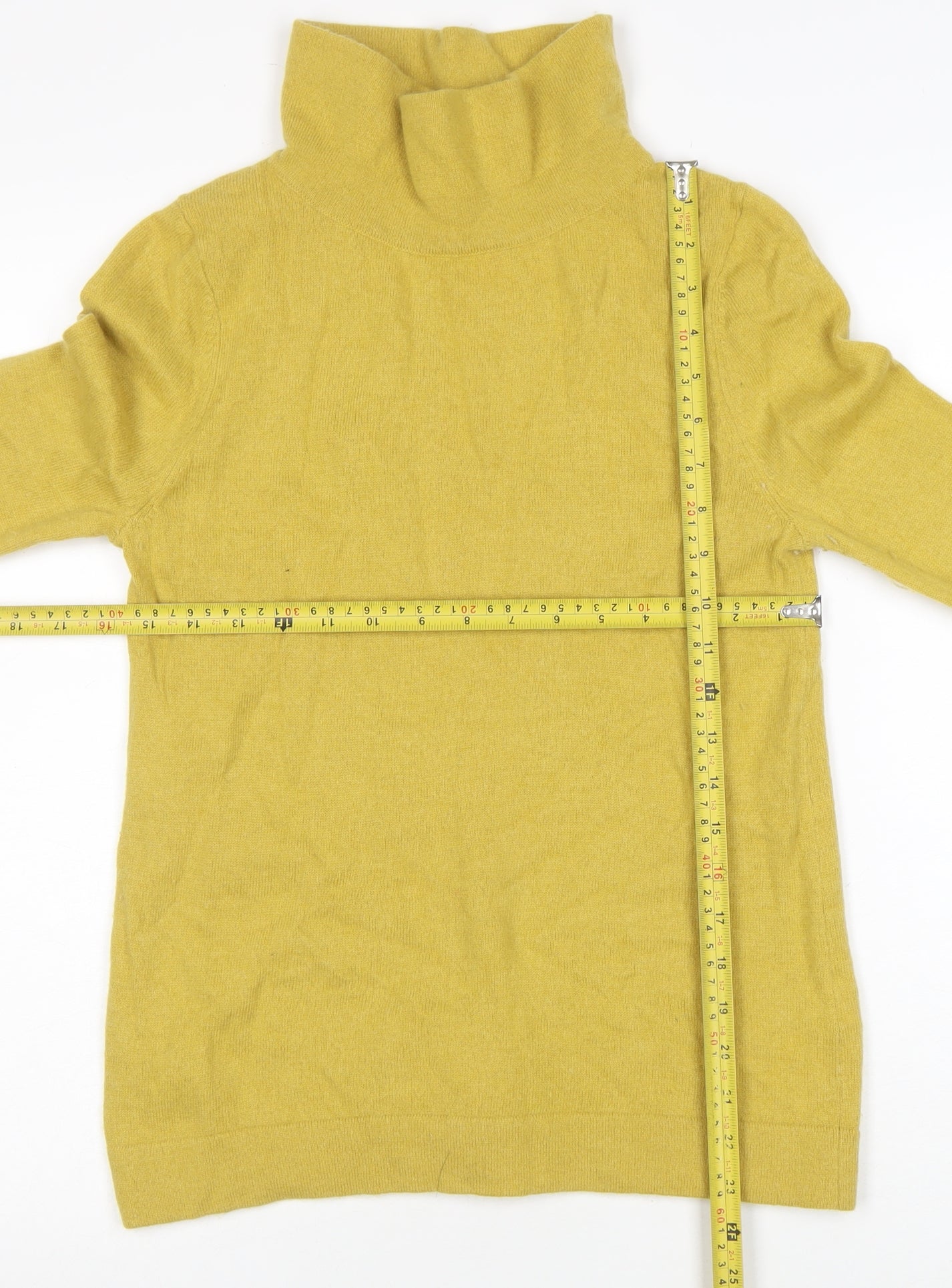 Hobbs Women Yellow Wool Cashmere Roll Neck Jumper M