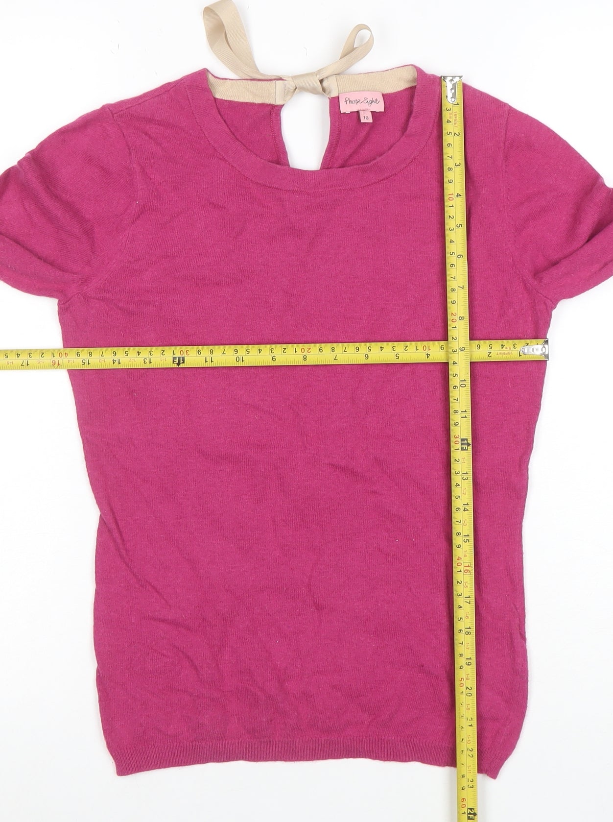 Phase Eight Women's Pink Bow Back Knit Jumper Size 10
