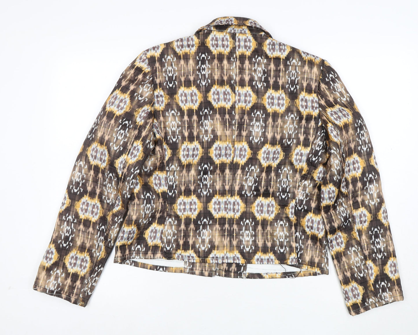 Harvé Benard Women Brown Ikat Print Blazer Size 10 Polyester Jacket