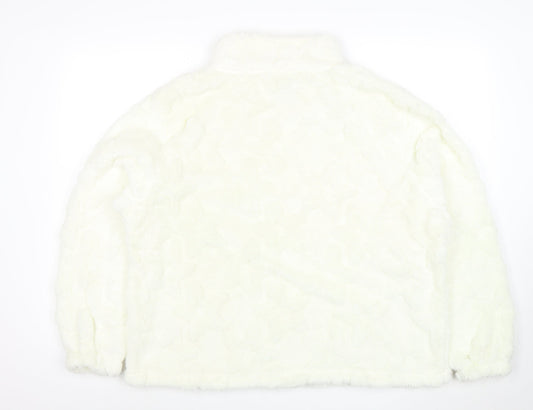 Boohoo Women’s White 1/4 Zip Fleece Hoodie UK 20