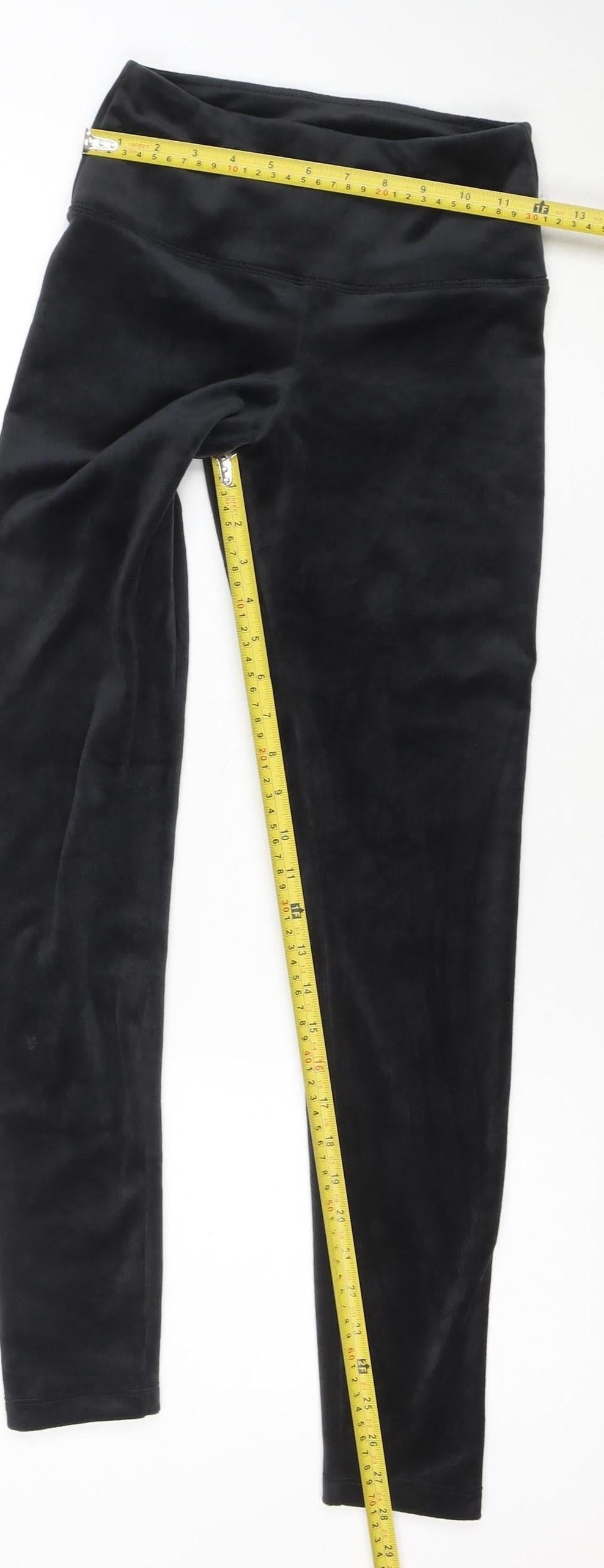 Jezebel Women Black Velour Stretch High Rise Leggings Size S