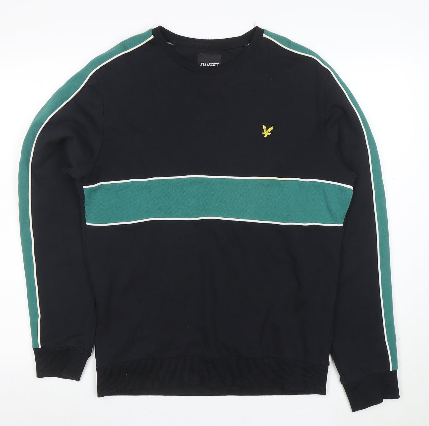 Lyle & Scott Men's Black XL Crew Neck Striped Sweatshirt