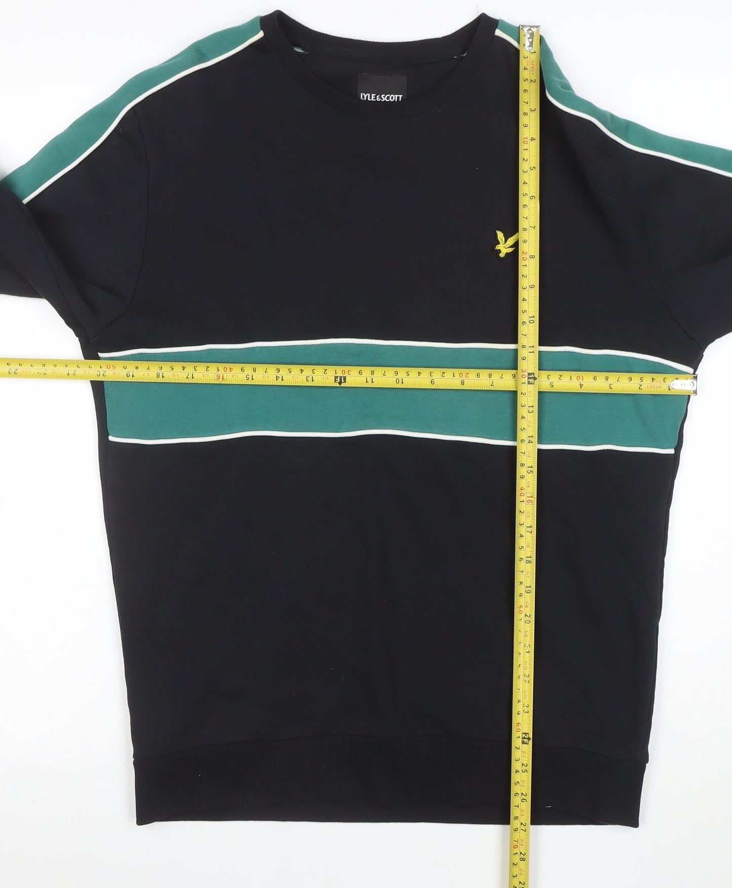 Lyle & Scott Men's Black XL Crew Neck Striped Sweatshirt