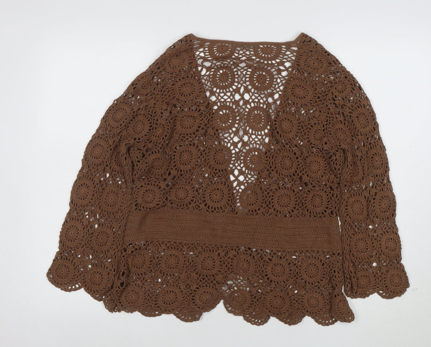 Marks and Spencer Women’s Brown Crochet Cotton Cardigan Size 16