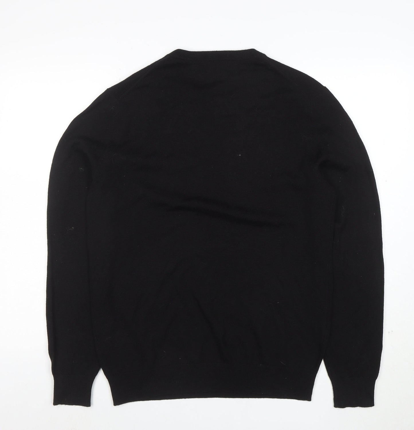 Frederik Anderson Copenhagen Men's Black Merino Wool Crew Neck Jumper L