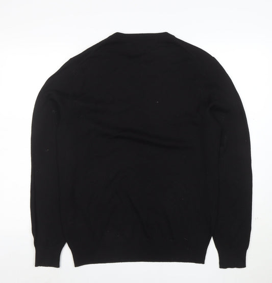 Frederik Anderson Copenhagen Men's Black Merino Wool Crew Neck Jumper L