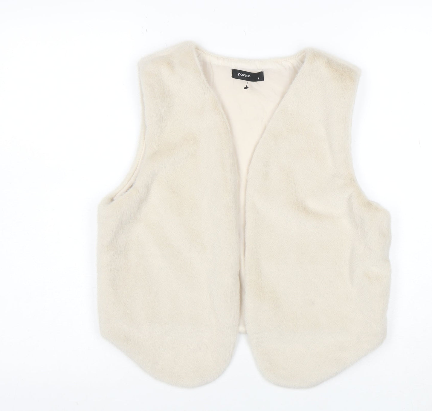 Palasan Women's Ivory Faux Fur Waistcoat Size M Lined Open Front