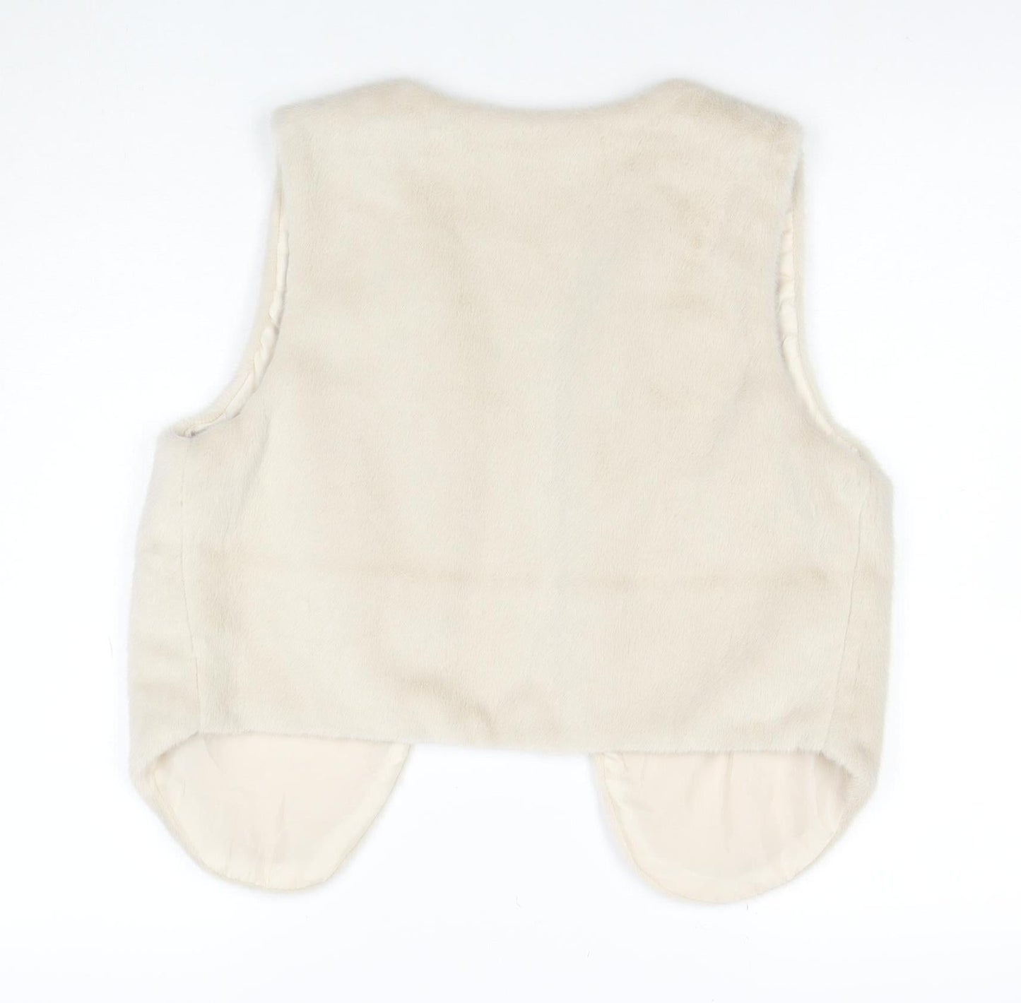 Palasan Women's Ivory Faux Fur Waistcoat Size M Lined Open Front