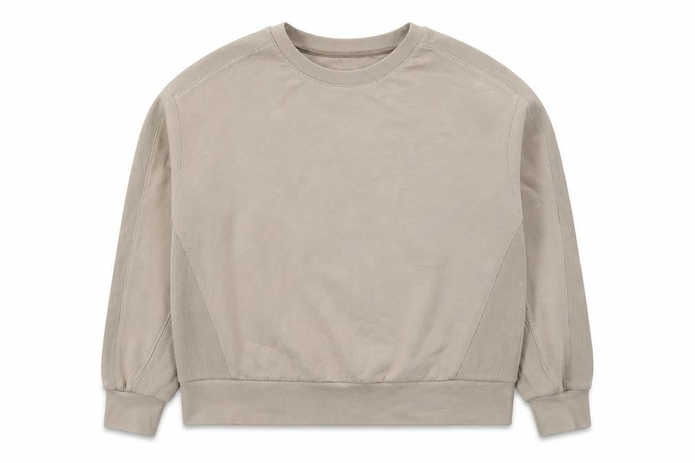 Oysho Women Beige Relaxed Fit Pullover Sweatshirt Size M Cotton Blend