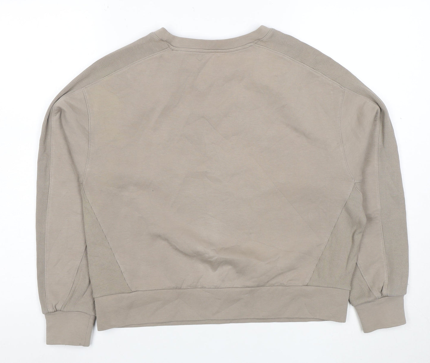 Oysho Women Beige Relaxed Fit Pullover Sweatshirt Size M Cotton Blend