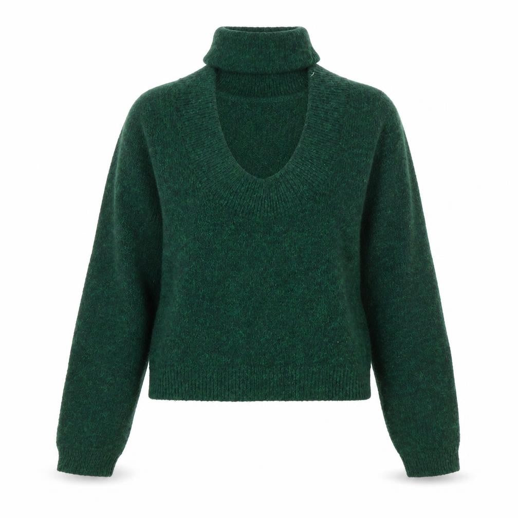 Zara Women Green Knit Scoop Neck Pullover Jumper Size S