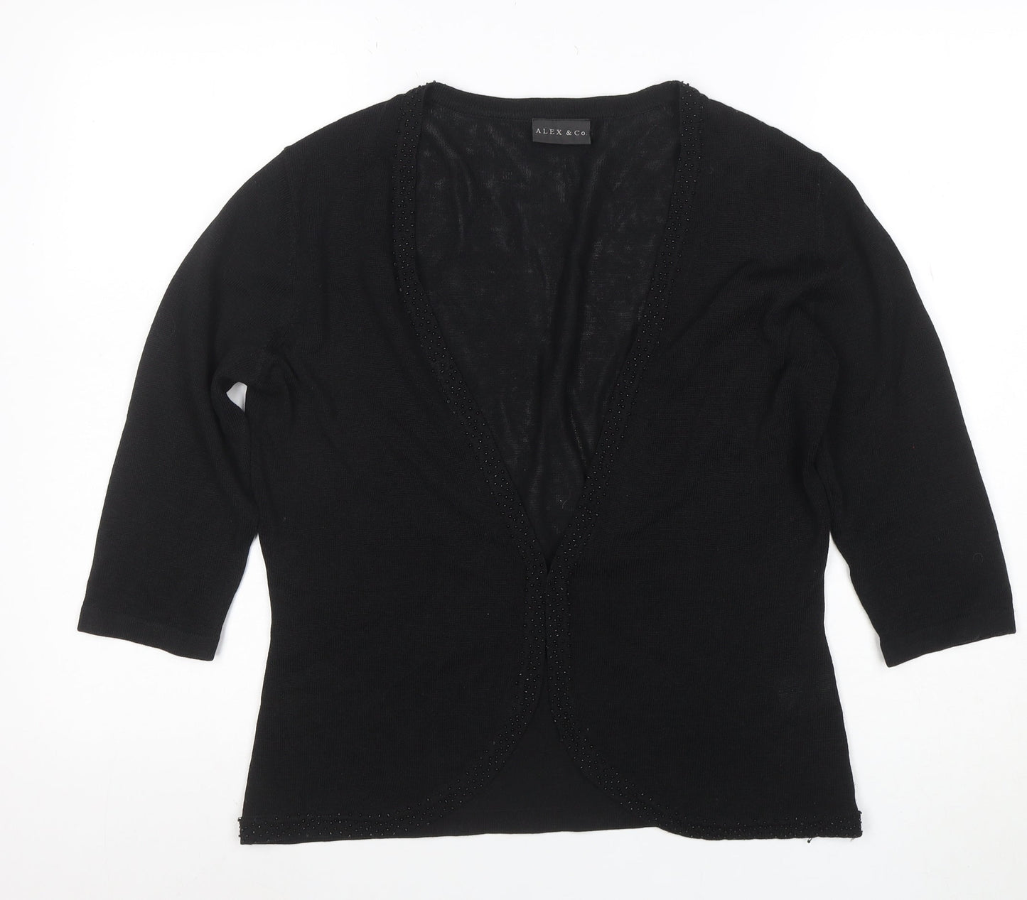 Alex & Co Women’s Black Size 14 Viscose Acrylic Beaded Cardigan