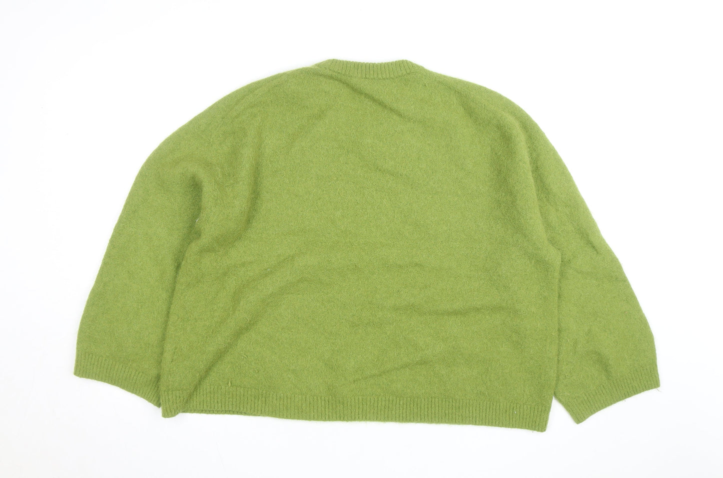 H&M Women's Green Wool Alpaca Knit Pullover Jumper Size 14