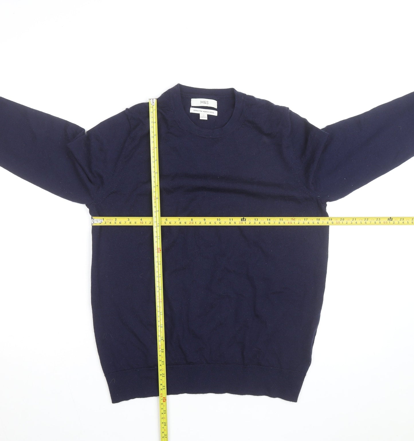 Marks and Spencer Women’s Blue Merino Wool Crew Neck Jumper Size 14