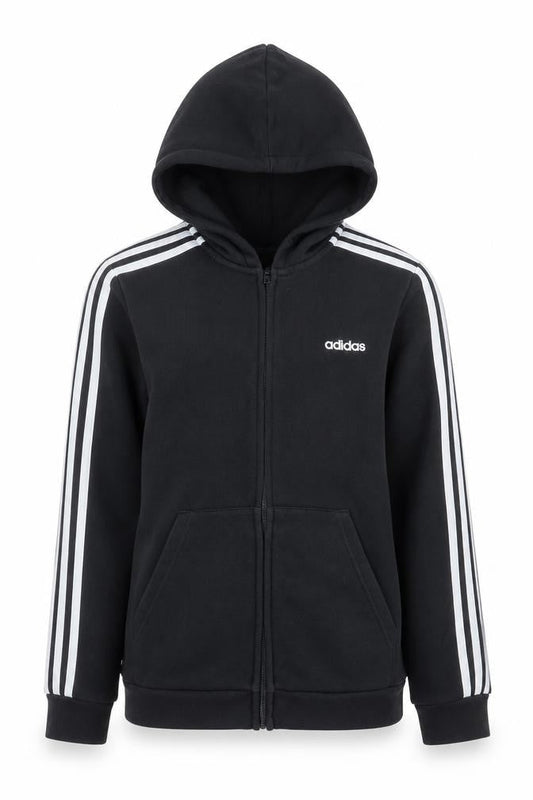 adidas Boys Black Full Zip Hoodie 14 Years Fleece Sports Jacket
