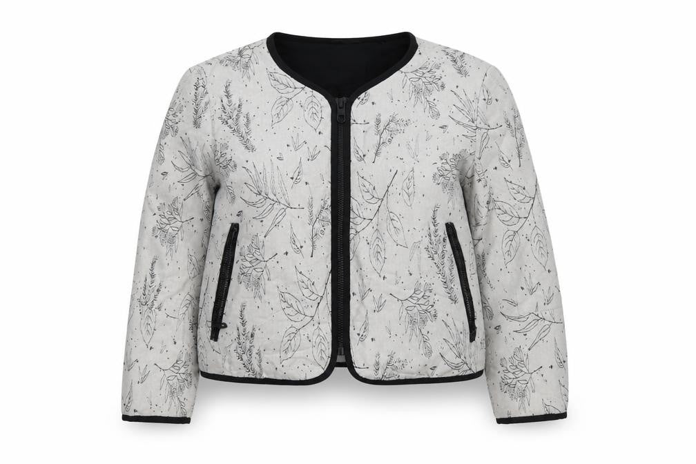 EDC Women's Grey Floral Bomber Jacket Size L Zip Front Casual