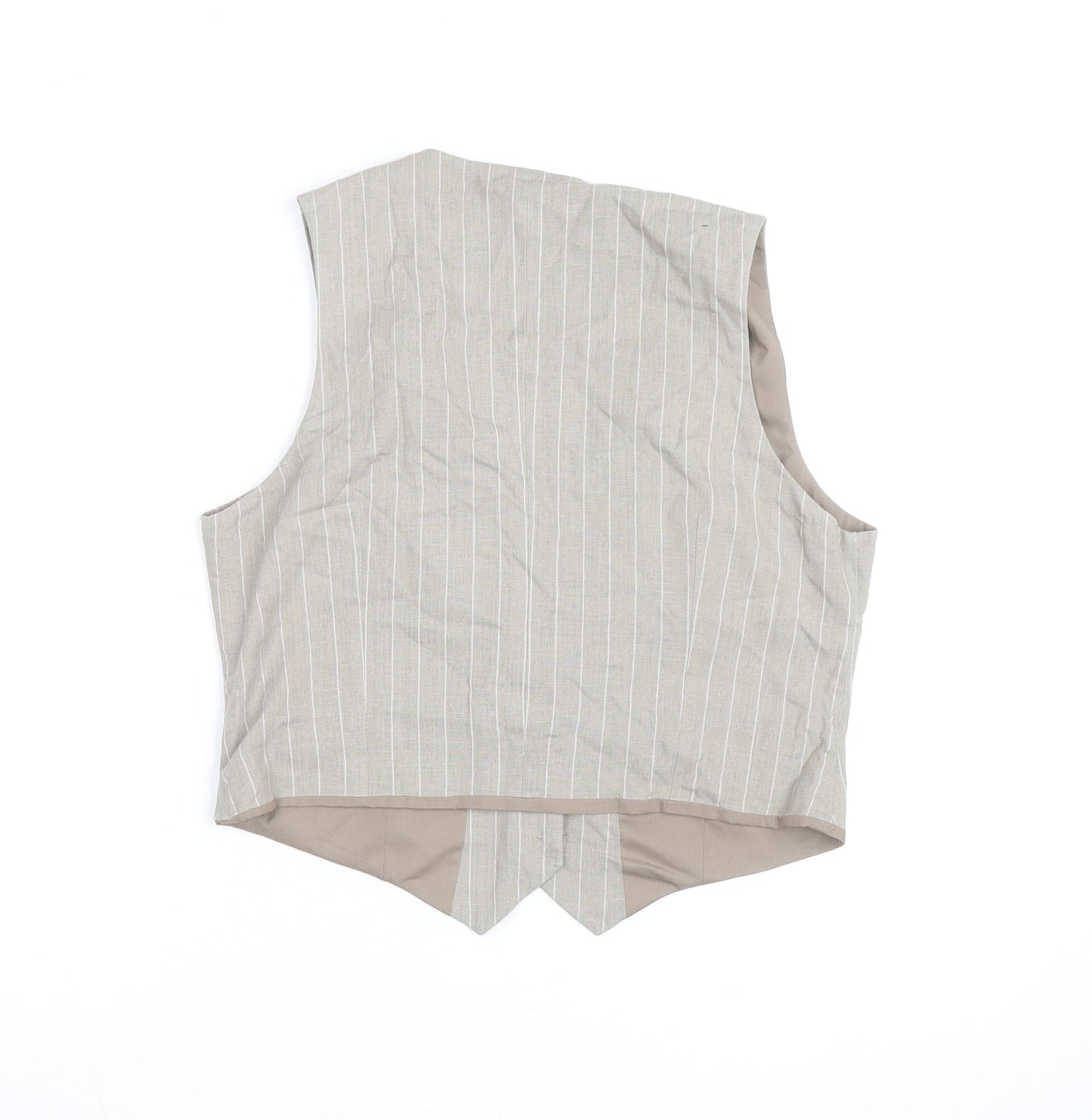 Next Women's Beige Pinstripe Linen Blend Waistcoat Size 12 Classic