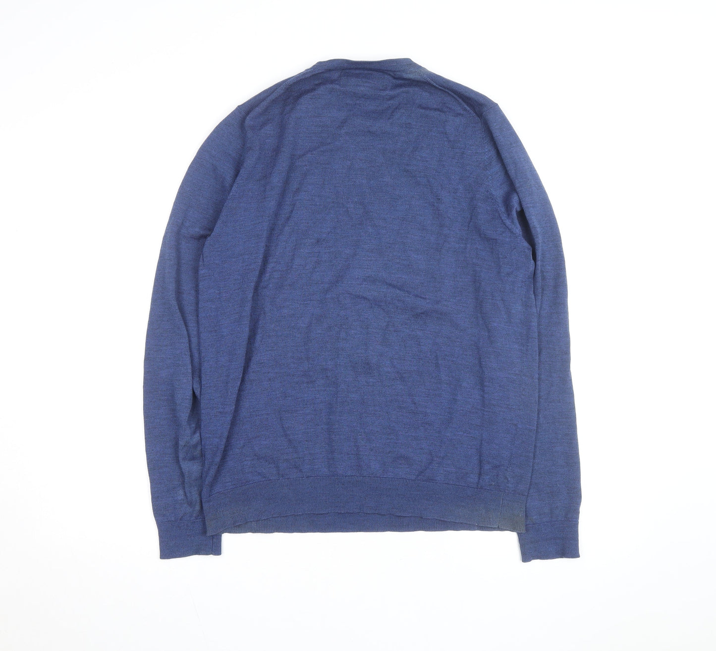 Marks and Spencer Men's Blue Wool Crew Neck Jumper Size M