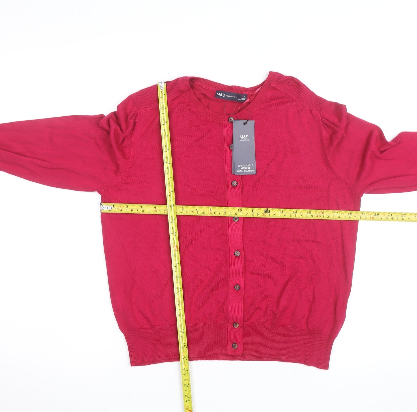 Marks and Spencer Women Cerise Cardigan Size 12 Viscose Knit