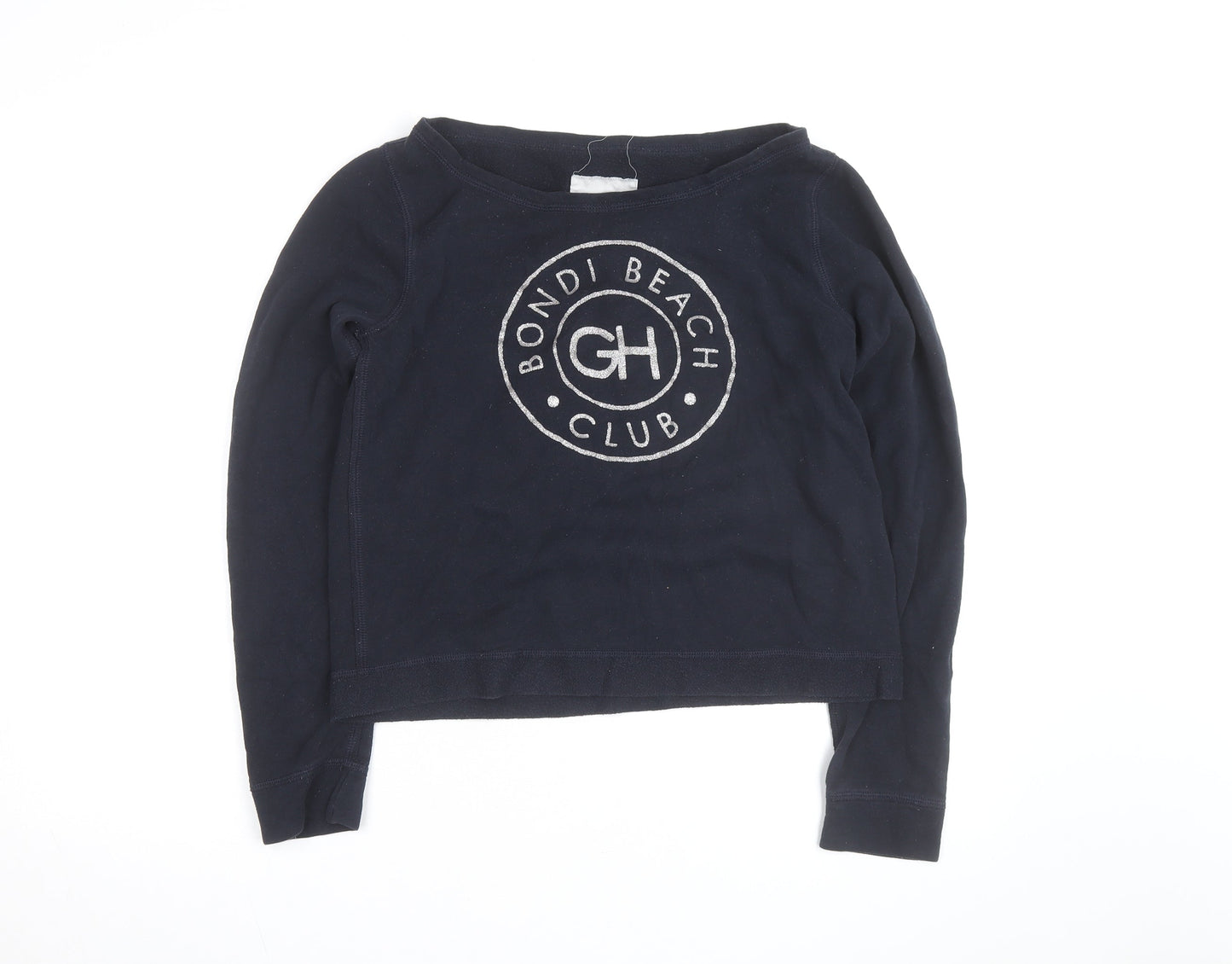Gilly Hicks Womens Navy Blue Long Sleeve Pullover Sweatshirt L Bondi Beach Club