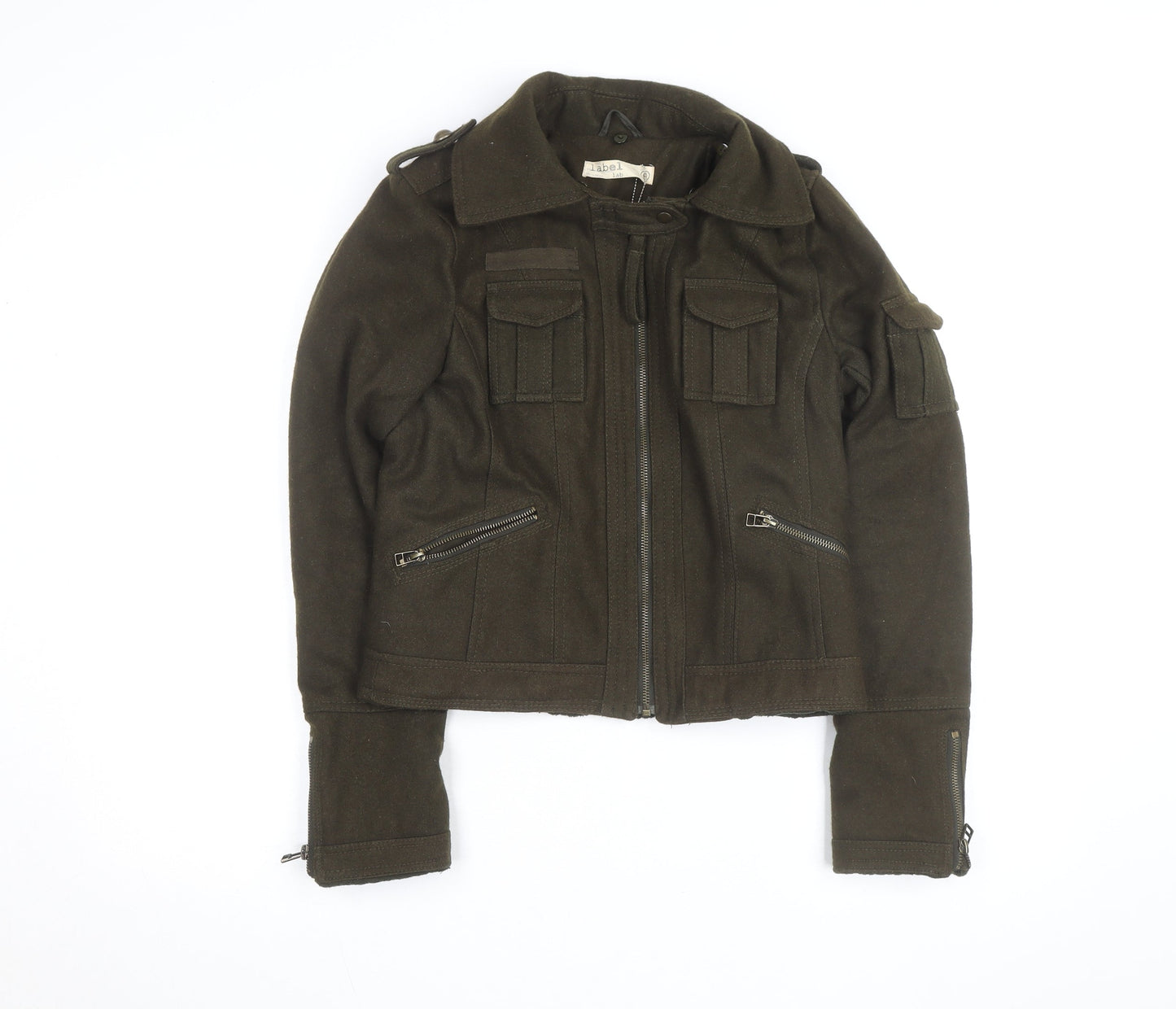 Label Lab Women Brown Wool Military Jacket Size 6